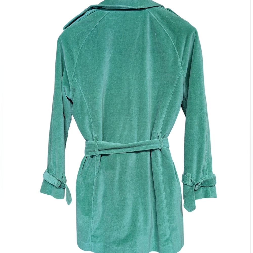 Beau Dawson Green Velvet Double Breasted Trenchcoat Size Small - Picture 2 of 11
